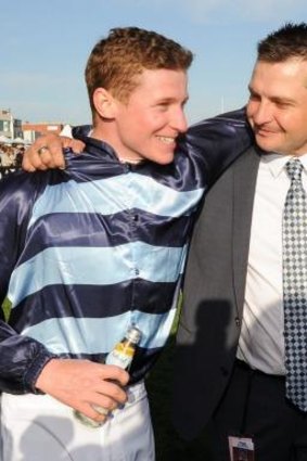 Snowden takes Caulfield Guinneas: Jockey James McDonald poses with trainer Paul Snowden.