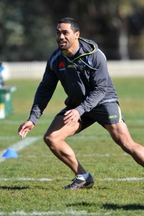 Bill Tupou at Canberra Raiders training session at their Bruce HQ on Friday, July 5.
