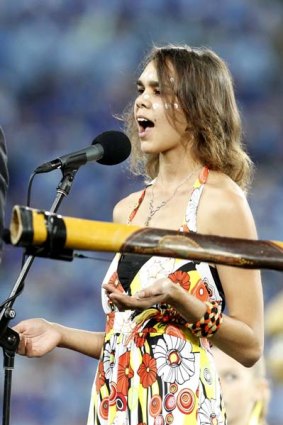 "You need to think before you blurt things out" ... Corey Kirk singing the Australian National Anthem at ANZ stadium.