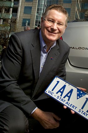 Premier Denis Napthine launches VIctoria's new number plates.