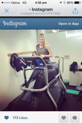 On track: Canberra Capitals star Lauren Jackson running on an Anti-Gravity treadmill at AIS as she continues her recovery from a knee surgery.