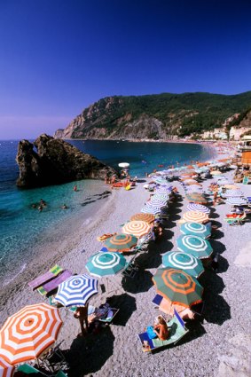 The secluded beach at Monterosso.