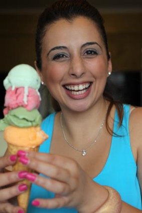 Melting moments ... Laura Nobile with a sample of Alpino gelato.