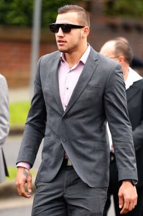 NRL player Blake Ferguson arrives at Waverley Court on Tuesday.