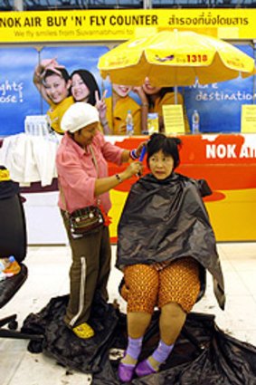 A haircut is just one of many services being offered to the 4000 protesters.