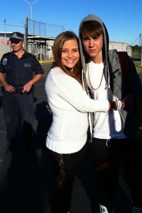 Lucky fan ... Justin Bieber in Australia.