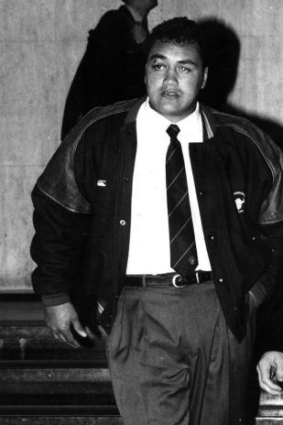 John Lomax outside the judiciary hearing that was to ban him from the 1994 grand final.