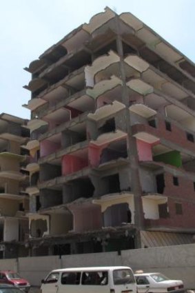 Demolished: an apartment block in the Cairo suburb of Maadi which was declared illegal in March.