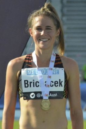 Brichacek after winning the 500 metres at the Australian Championships.