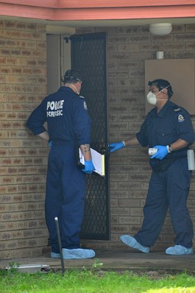 Forensic police were at the house on Hughes Street to investigate.