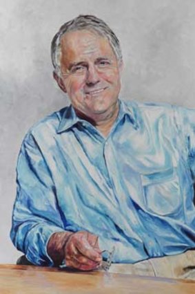 Detail from Vivian Falk's portrait of Malcolm Turnbull.