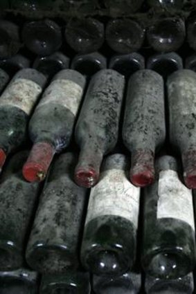 bottles of Hochar's wine in a cellar in Ghazir.