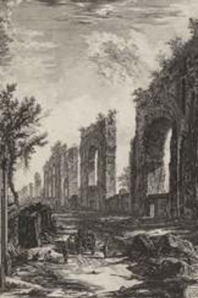 <i>Remains of the aqueduct of Nero</i> by Piranesi.