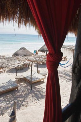 View from the beach bar at Om Tulum Hotel.