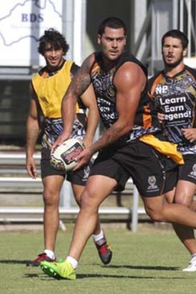 Lots to learn &#8230; Andrew Fifita takes the lead during Indigenous All Stars training in Brisbane for Saturday's game at Suncorp Stadium.