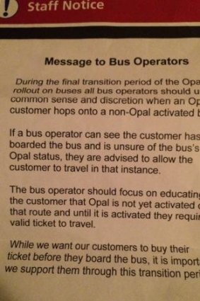 The notice to bus operators. 