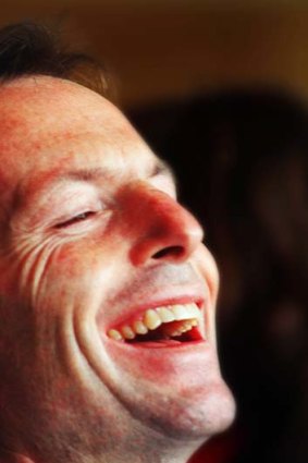 Up for a laugh: Tony Abbott in simpler times.