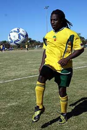 A member of the Zimbabwe team, one of 36 sides taking part in the World Refugee Day Cup.