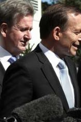Tony Abbott with Liberal candidate Fiona Scott.