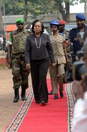 The Central African Republic's interim president, Catherine Samba Panza, arrives at an army ceremony in the capital Bangui.