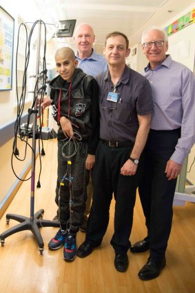 A boy from Gaza with Professor Michael Weintraub at Hadassah Hospital, Jerusalem.