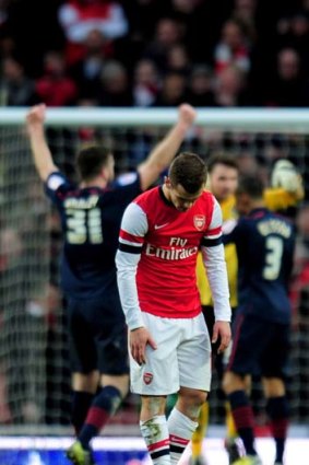 Down and out &#8230; Arsenal's Jack Wilshere looks dejected after Blackburn beat the Gunners.