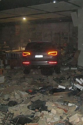 The stolen Audi "parked" inside the Claremont homeware store.
