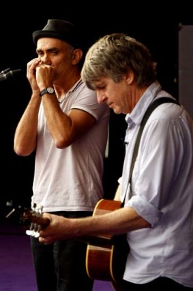 Feast for the senses: Paul Kelly and Neil Finn played in a free concert,