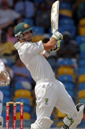 Can bowl, can bat &#8230; Nathan Lyon on his way to 40 not out in the first Test.