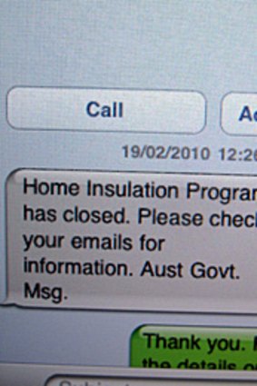 The text message received by an insulation company this morning.