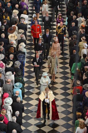 The Queen and the Royal Family leave St Paul's Cathedral.