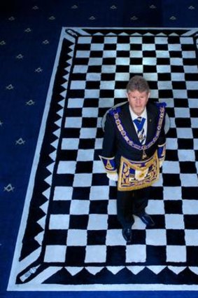 Grand master Bob Jones in the main chamber of the Masonic Centre in East Melbourne.