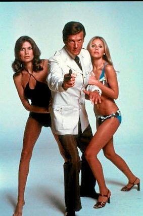 Roger Moore with Maud Adams and Britt Ekland.