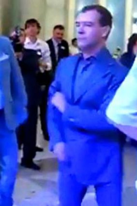 Medvedev shows off his dance moves.