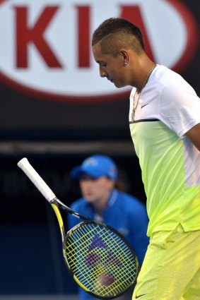 Colourful: Nick Kyrgios at Rod Laver arena in January.