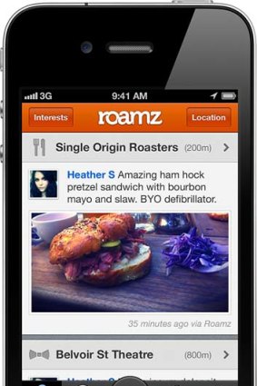 A screenshot of the Roamz app.