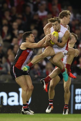 The only way is up: Jack Viney did his best to lift Melbourne as the Saints began to pull away.