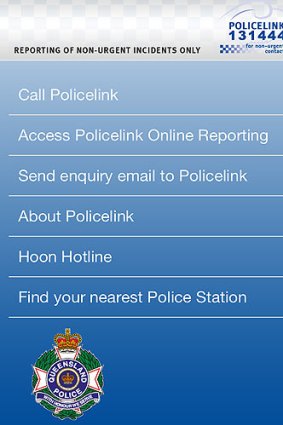 A screenshot of the Policelink app.