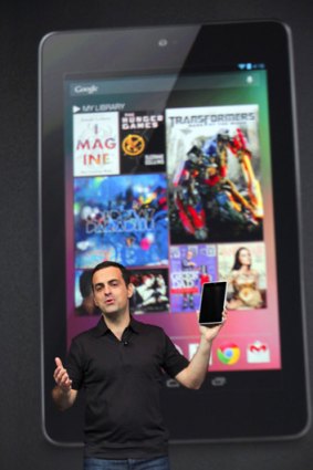 Hugo Barra, director of product management at Google holds the Nexus 7 tablet during the Google I/O conference in San Francisco in June.