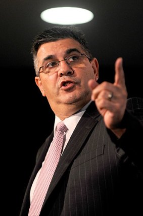 AFL boss Andrew Demetriou outlines the league's final offer yesterday.