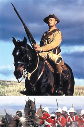 For God and country ... (top) Edward Woodward in <em>Breaker Morant</em>;  (bottom) a battle re-enactment between the Zulu and British.