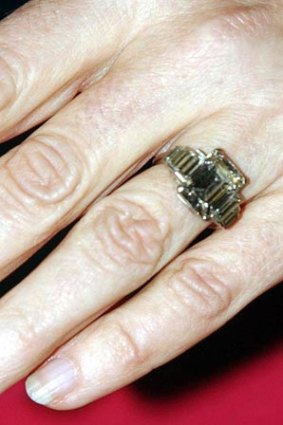 And in close-up: The Duchess of Cornwall's sizeable enagement ring.