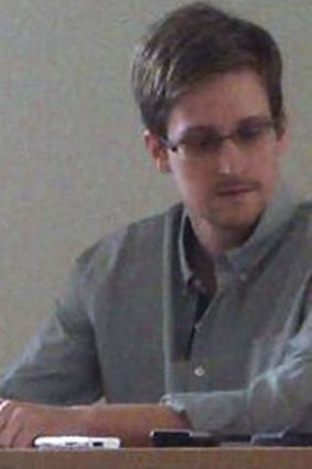 Shadow: US intelligence leaker Edward Snowden at Sheremetyevo airport on Friday.