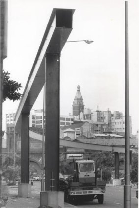 Brave new world ... Sydney's monorail under construction in 1987.