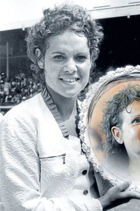 Evonne Goolagong then and now: with the Sportswoman of the Year trophy in 1974.