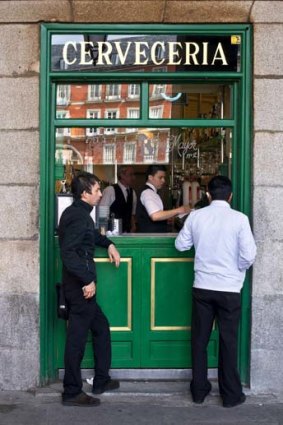 A cerveceria and tapas bar in the Plaza Mayor, Madrid.