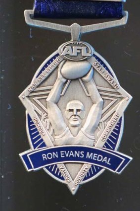 The Ron Evans Medal awarded to the NAB AFL Rising Star.