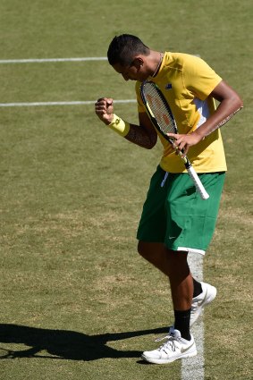 Nick Kyrgios in action for Australia in the Davis Cup in 2014.