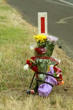 Flowers at the crash site.