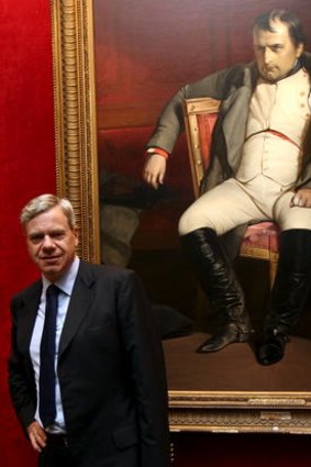 Michael Kroger before the auction in France with a portrait of a post-abdication Napoleon Bonaparte from the school of Delaroche.